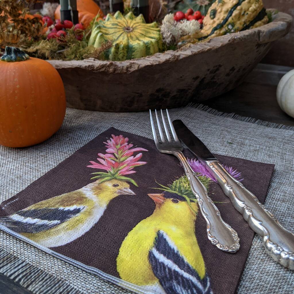 Goldfinch Couple Paper Napkins By Vicki Sawyer, 1 of 2
