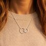 Mother Daughter Jewellery Gift Sterling Silver Interlocked Necklace On Meaningful Backing Card, thumbnail 3 of 5
