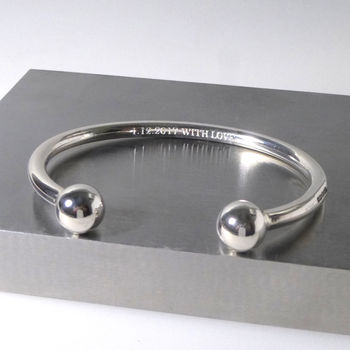 Men's Sterling Silver Ball Torque Bangle, 6 of 6
