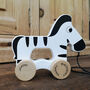 Personalised Wooden Pull Along Zebra, thumbnail 1 of 4