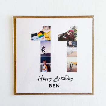 Personalised 11th Birthday Photo Collage Card, 6 of 8