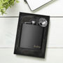 Personalised Black Hip Flask With Funnel And Gift Box, thumbnail 2 of 3