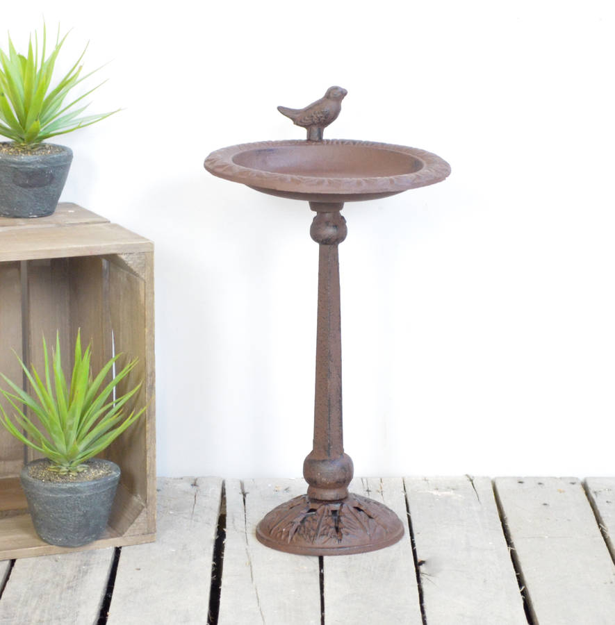 Cast Iron Bird Bath On Pole By The Orchard