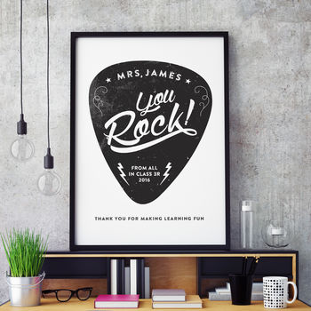 Personalised Teacher 'You Rock' Guitar Pick Print, 2 of 6