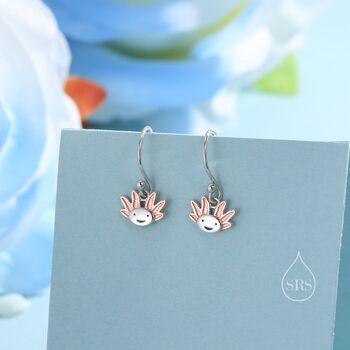 Sterling Silver Axolotl Drop Hook Earrings, 4 of 12