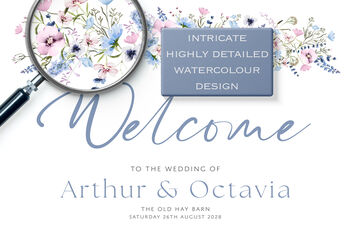 Wildflower Wedding Welcome Sign Pink And Blue, 4 of 5