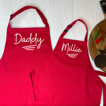 Personalised Daddy And Child Ballpoint Apron Set, 6 of 8