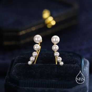 Pearl Crawler Earrings In Sterling Silver, 7 of 12