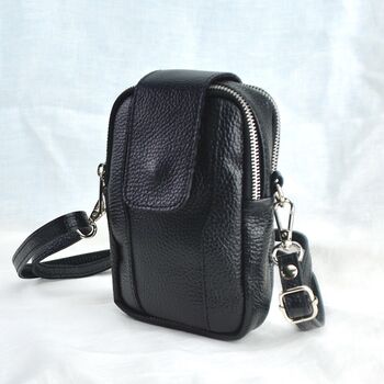Personalised Monogram Leather Phone Travel Bag, 5 of 6
