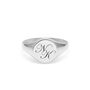 Double Initial Silver Round Signet Ring, thumbnail 1 of 3