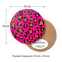 Round Coaster Pink Leopard Print Heat And Stain Proof, thumbnail 3 of 12