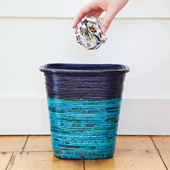Colourful Recycled Newspaper Waste Paper Basket, 3 of 11