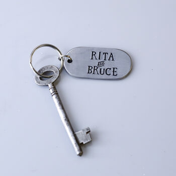 11th Steel Anniversary Gift Personalised Custom 'Dog Tag' Keyring, 8 of 11