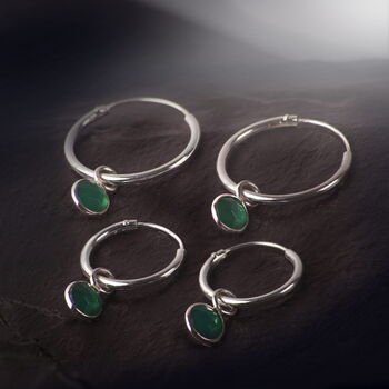 April Birthstone Hoop Earrings With Crystal Charm, 3 of 5