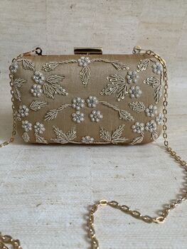 Dark Gold Pearl Rectangular Clutch Bag, 7 of 10