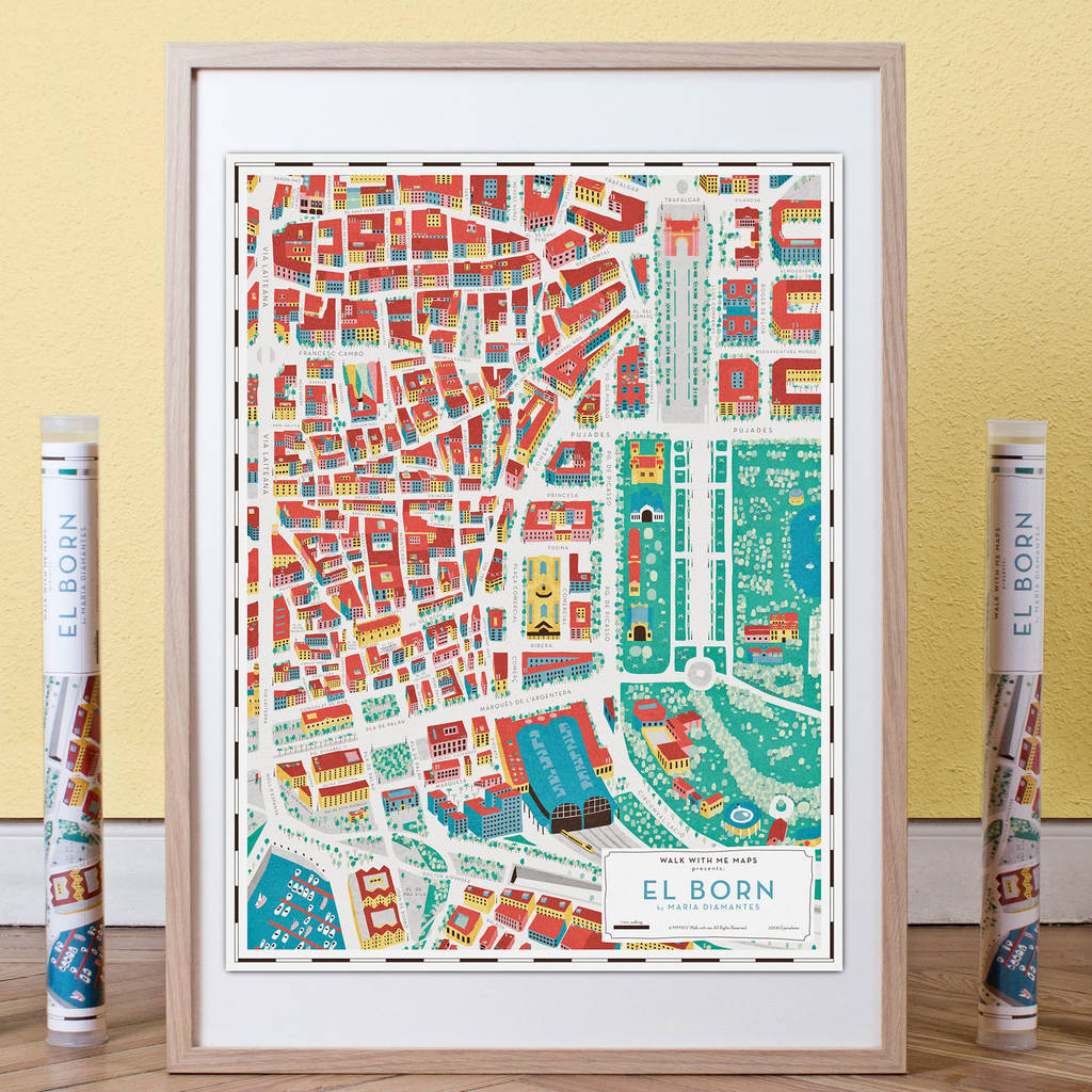 El Born Barcelona Map Born Barcelona Illustrated Map By Walk With Me | Notonthehighstreet.com