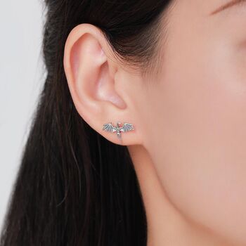 Sterling Silver Dragon Skeleton Stud Earrings, 7 of 12