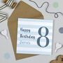 Candy Stripe 8th Birthday Card, thumbnail 7 of 7