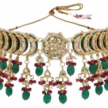 Green Kundan Necklace Set, 2 of 3