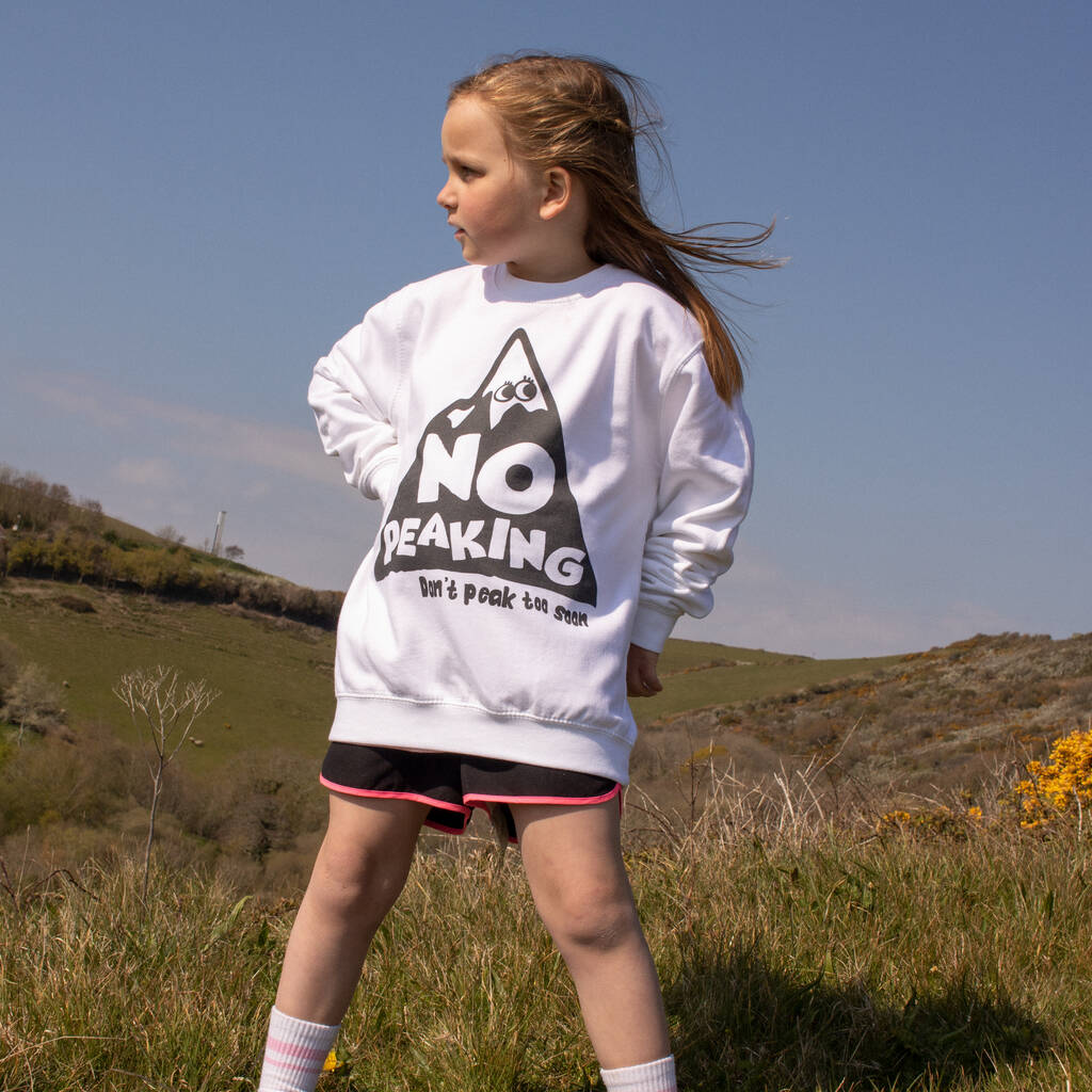 No Peaking Girls' Hiking Slogan Sweatshirt, 1 of 5