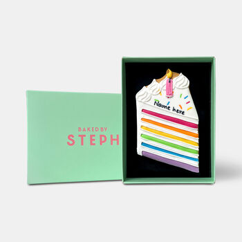 Personalised Rainbow Birthday Cake Slice Letterbox Cookie, 3 of 8