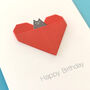 Personalised Cat Birthday Origami Heart Card, thumbnail 7 of 10