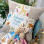 Jungle Name And Date Cushion, thumbnail 1 of 7