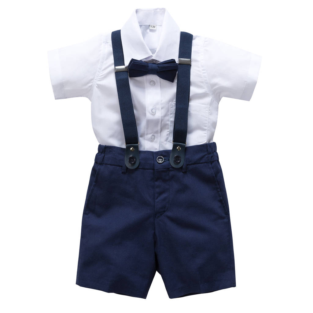 Ring Bearer Linen Blend 4pc Outfit With Brace, 1 of 4