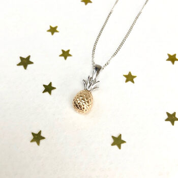 Sterling Silver And Rose Gold Plated Pineapple Necklace, 7 of 8