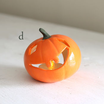 Halloween Ceramic Pumpkin With Battery Tea Light, 6 of 10