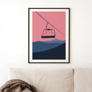 Ski Lift Fine Art Print Winter Mountains Poster, 2 of 4