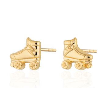 Roller Skate Stud Earrings, Silver Or Gold Plated, 6 of 7