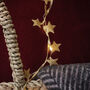 Indoor 40 Warm White Micro LED Gold Fabric Star Garland String Fairy Lights Battery Operated With Timer 180cm, thumbnail 3 of 4