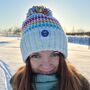 Candy Stripe Nordic Knit Reflective Super Bobble Hat, thumbnail 1 of 3