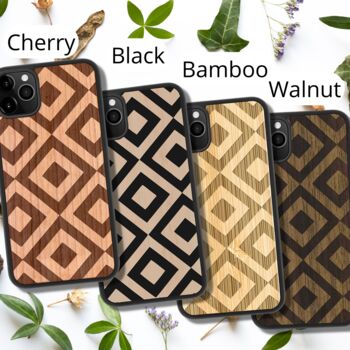 Geometric Diamond Wooden Case iPhone Samsung Google, 6 of 6