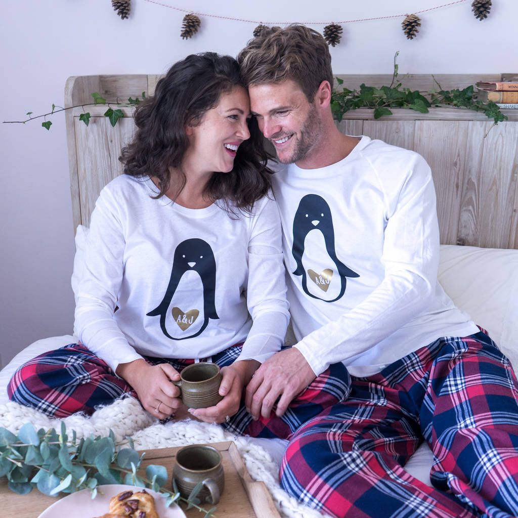 Personalised Penguin Couple Pyjamas, 1 of 4