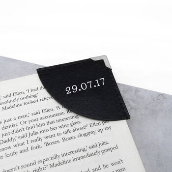 Handmade Personalised Leather Curved Corner Bookmark, 3 of 9