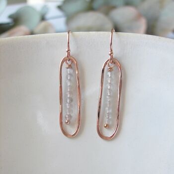 Rose Gold Filled Moonstone Oval Earrings, 2 of 6