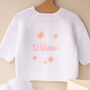Personalised Baby Cardigan With Daisy And Name Embroidery, thumbnail 2 of 12