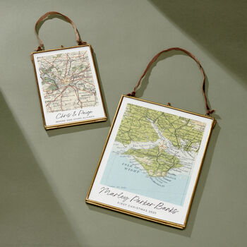 Personalised Vintage Map Picture With Hand Stitched Star, 5 of 6