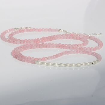 Rose Quartz And Sterling Silver Long Beaded Necklace, 3 of 10