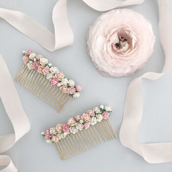 Floral Rose And Pearl Bridal Hair Comb, 3 of 7