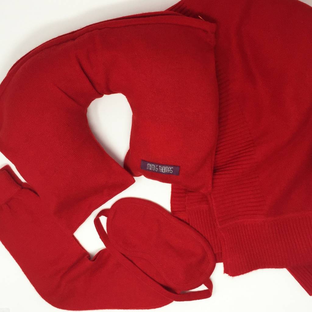 Pure Cashmere Travel Set Eye Mask Blanket Pillow Socks By Mimi & Thomas