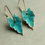 Verdigris Leaf Turquoise Green Earrings, thumbnail 4 of 7