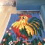 Colourful Rug Sheep Wool Handmade Rooster, thumbnail 6 of 6