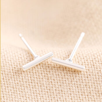 Sterling Silver Bar Stud Earrings, 2 of 4