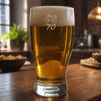 Personalised Pint Glass Engraved For 70th Birthday Gift, 4 of 12