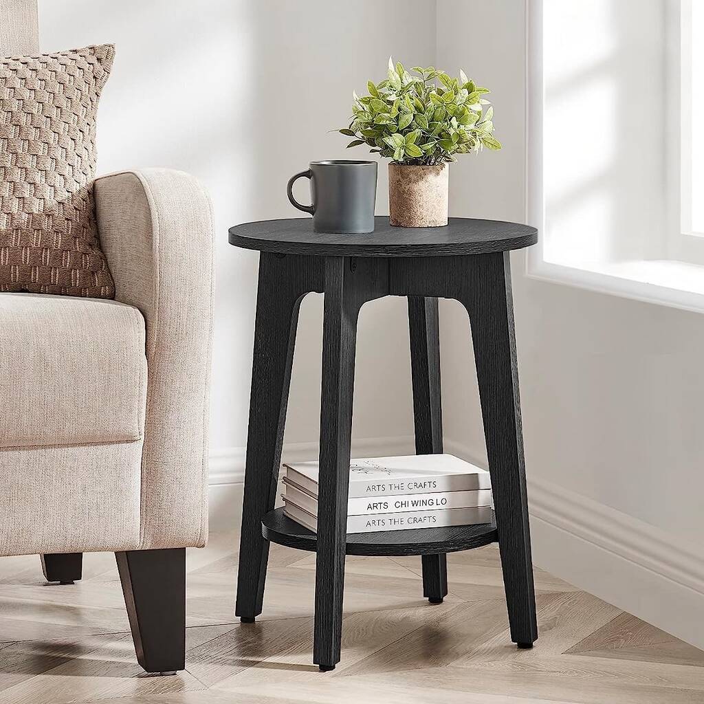 Small Round Table Side Table With Lower Shelf, 1 of 12