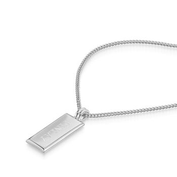 Tall Ingot Tag Men's Necklace 925 Sterling Silver, 6 of 7