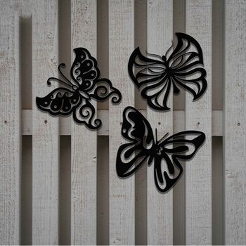 Three Rusted Metal Butterflies, Rusty Metal Garden Art, 4 of 10
